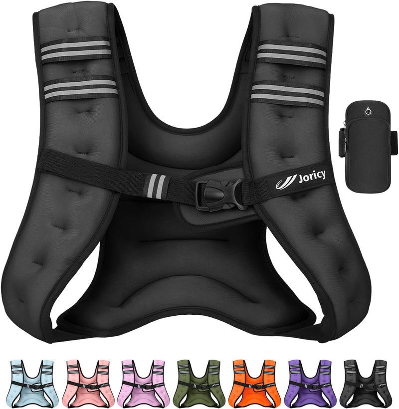 JORICY Weighted Vest Woman 5lb/8lb/10lb/12lb/15lb/20lb/25lb/30lb Weight Vest for Women Men, Rucking Vests with Reflective Stripe for Running Workout Walking Strength Training Weight Loss Fitness Weightlifting - Image 1